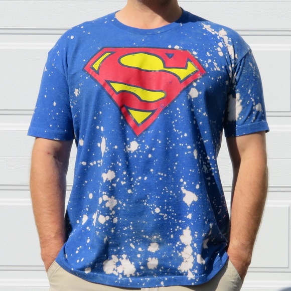 Superman Splatter Bleach Tee sz XL - Picture 1 of 2